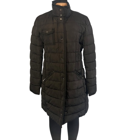 Desigual Black Quilted Puffer Coat Full Length - Picture 2 of 10